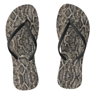 Chanclas patrón de piel de serpiente marrón  