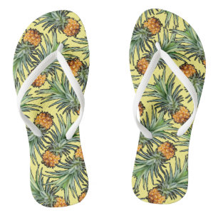 Chanclas Patrón de piña tropical en verano amarillo