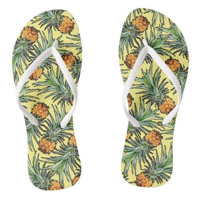 Chanclas Patrón de piña tropical en verano amarillo (Plantilla)