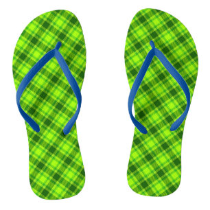 Chanclas Patrón de placa de estrado de tartán verde-57578