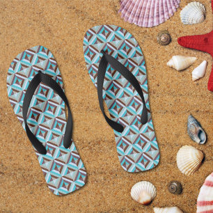 Chanclas Patrón de pliegues azul y marrón
