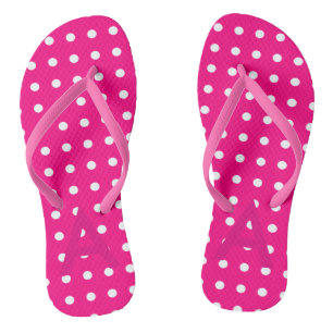 Chanclas Patrón de punto de polka rosa caliente