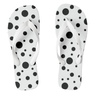 Chanclas Patrón de puntos de polka blanca negro