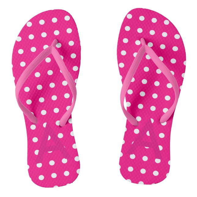 Chanclas Patrón de puntos de polka rosa caliente (Plantilla)