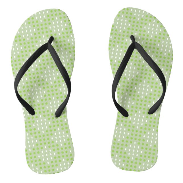 Chanclas Patrón de puntos y óvalos verdes planos (Plantilla)