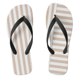 Chanclas patrón de rayas blancas beige