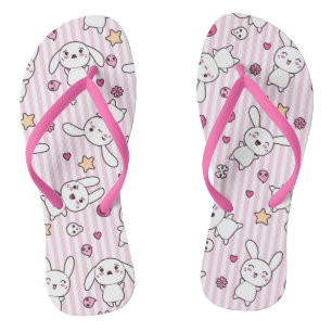 Chanclas patrón de rayas kawaii