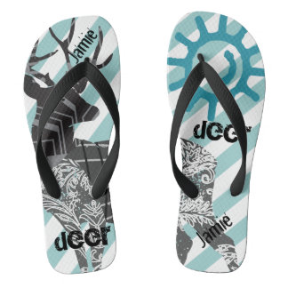 Chanclas Patrón de rayas y sol de venado personalizado