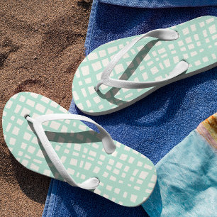 Chanclas Patrón de rejilla turquesa retro pastel