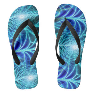Chanclas Patrón de repetición de fractal luminoso azul eléc