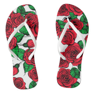 Chanclas Patrón de rosas rojas