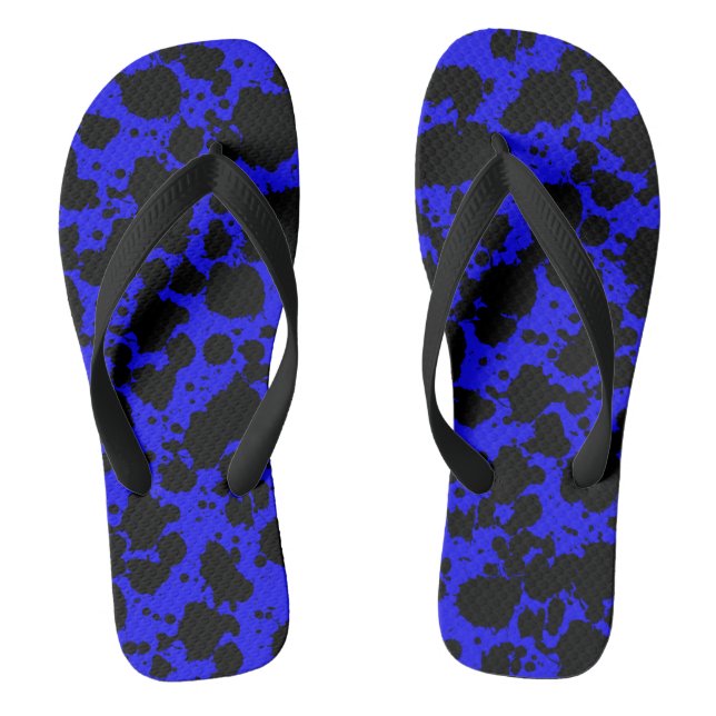 Chanclas Patrón de salpicaduras de pintura negra y azul div (Plantilla)