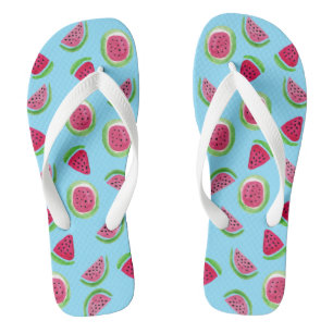 Chanclas Patrón de sandía acuarela rojo verde azul