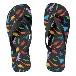 Chanclas Patrón de silueta de siete especies de dinosaurio