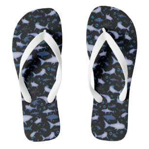 Chanclas Patrón de silueta de tiburón negro y azul