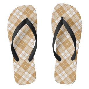 Chanclas Patrón de Tartán Blanco Marrón yxm0uat9