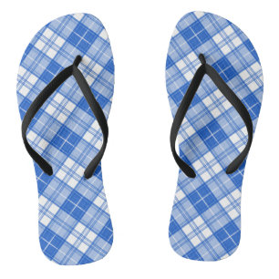 Chanclas Patrón de Tartán Blanco Marrón yxm0uat9