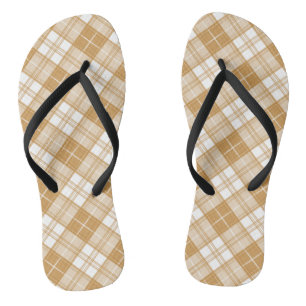 Chanclas Patrón de Tartán Blanco Marrón yxm0uat9