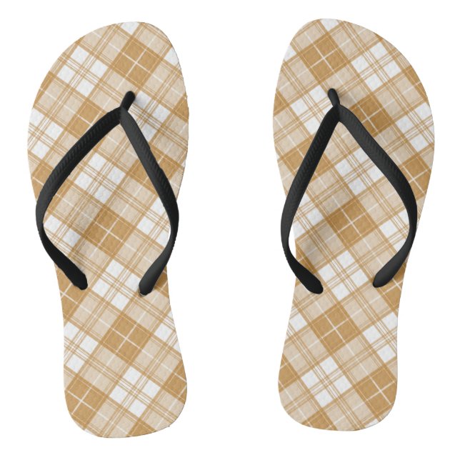 Chanclas Patrón de tartán blanco marrón yxuat9 (Plantilla)