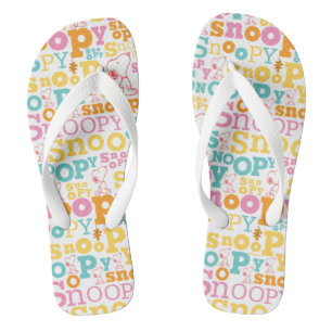 Chanclas Patrón de texto Snoopy Pastel