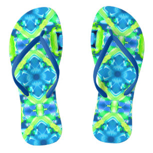 Chanclas Patrón de tinte azul cobalto y verde limón