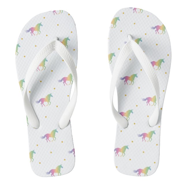 Chanclas Patrón de Unicornio arcoiris y estrellas de oro (Plantilla)
