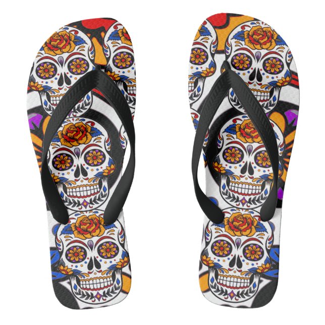 Chanclas Patrón de vacaciones de cráneos de azúcar (Plantilla)
