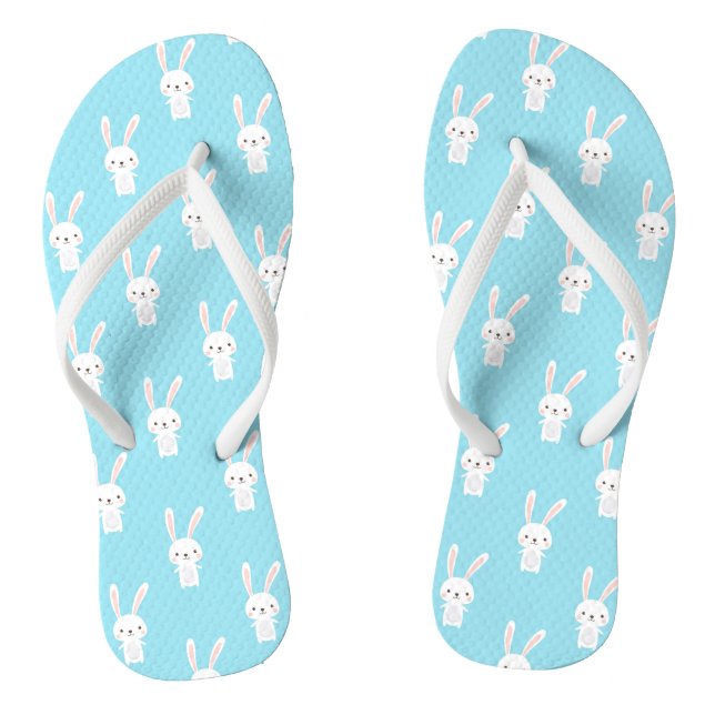 Chanclas Patrón de vacaciones de Pascua de Conejo Azul Cute (Plantilla)