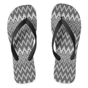 Chanclas Patrón de zigzag geométrico en blanco y negro
