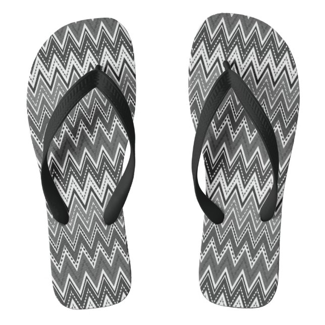 Chanclas Patrón de zigzag geométrico en blanco y negro (Plantilla)