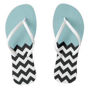 Chanclas Patrón de zigzag negro y blanco, chevron, azul