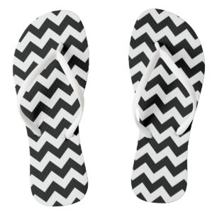 Chanclas Patrón de zigzag negro y blanco, patrón de chevron