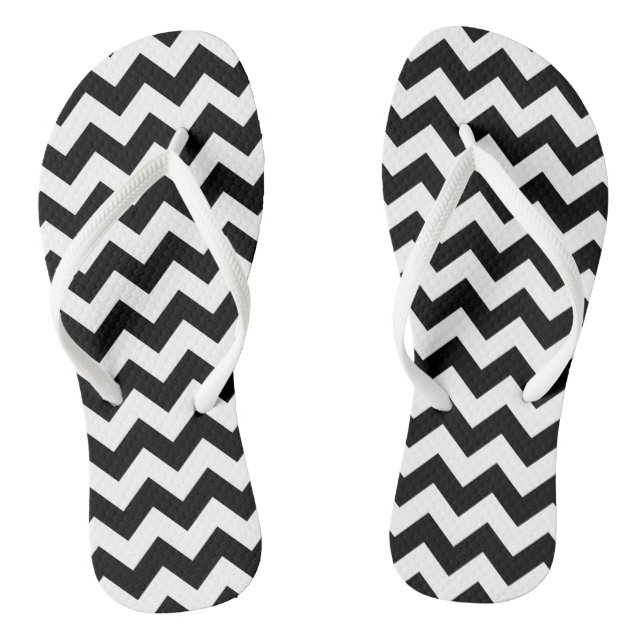 Chanclas Patrón de zigzag negro y blanco, patrón de chevron (Plantilla)