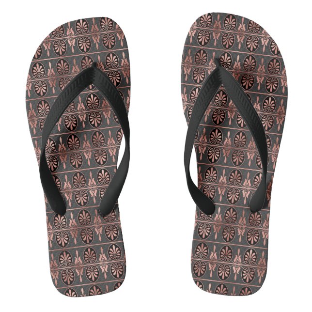 Chanclas Patrón Deco de Arte Negro y Cobre (Plantilla)