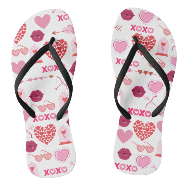 Chanclas Patrón Día de San Valentín 2024 Fondo con corazón (Plantilla)