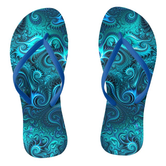 Chanclas Patrón espiral de los tentáculos de pulpo azul y V (Plantilla)