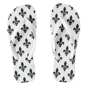 Chanclas Patrón Flor de Lis, Real Francés, Negro sobre Blan
