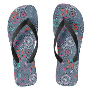 Chanclas Patrón floral abstracto folicular étnico retro gri