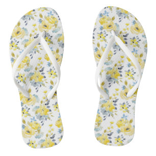 Chanclas Patrón floral amarillo acuarela