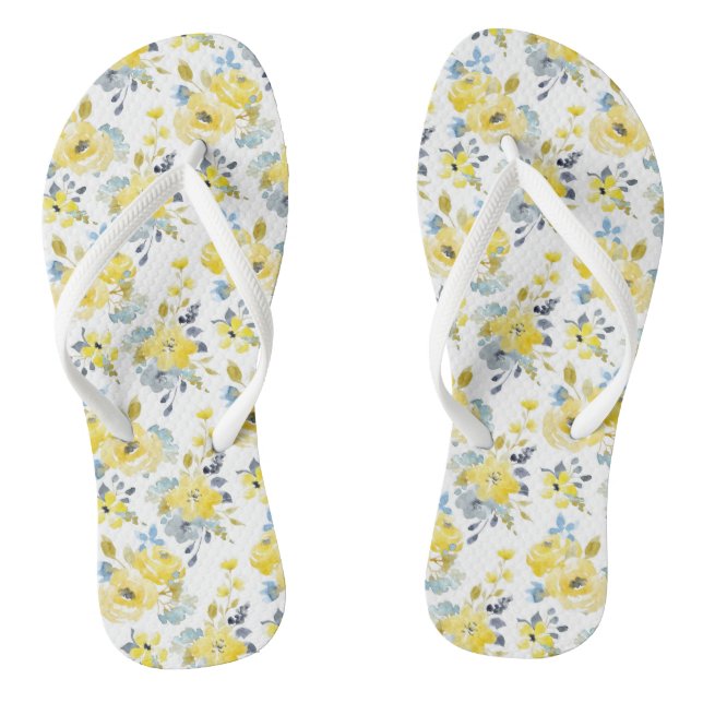 Chanclas Patrón floral amarillo acuarela (Plantilla)