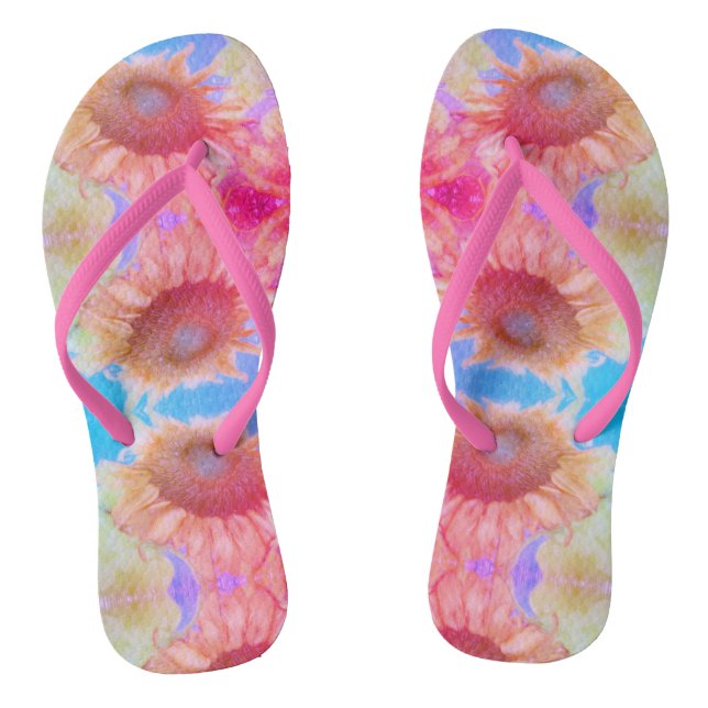 Chanclas Patrón floral azul azul azul amarillo ocaso (Plantilla)