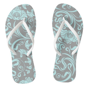 Chanclas Patrón floral azul gris claro Flip Flop