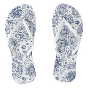 Chanclas Patrón floral azul vintage Mujer Flip flop