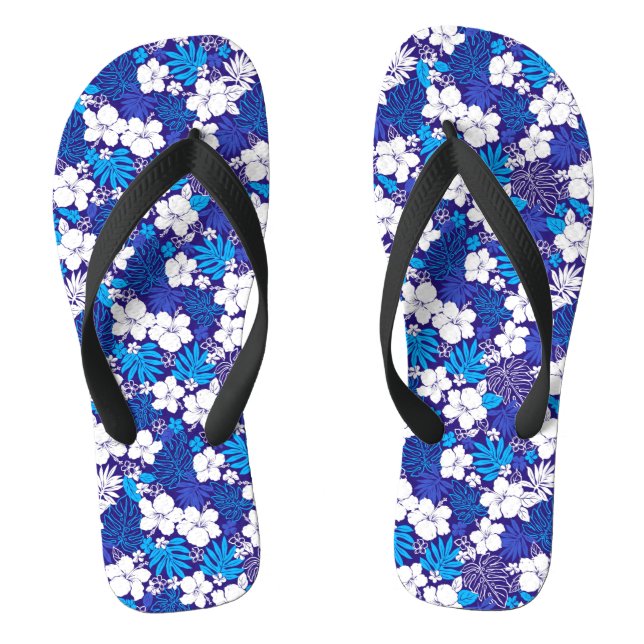 Chanclas Patrón floral azul y blanco (Plantilla)