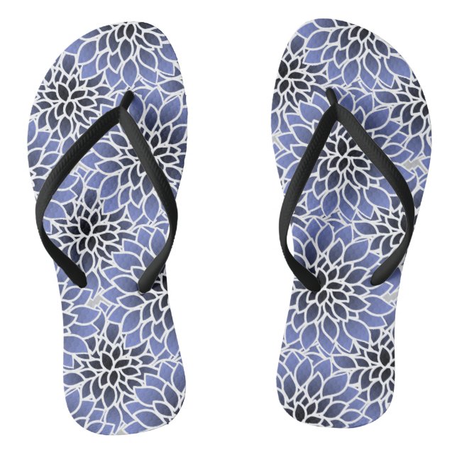 Chanclas Patrón floral de Dahlia azul (Plantilla)