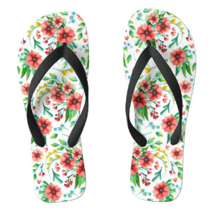 Chanclas Patrón floral de flores rosadas pintadas a mano-23