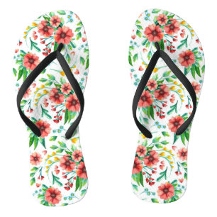 Chanclas Patrón floral de flores rosadas pintadas a mano-23