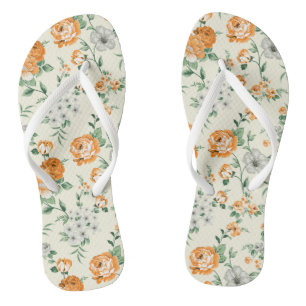 Chanclas Patrón floral de jardín amarillo suave