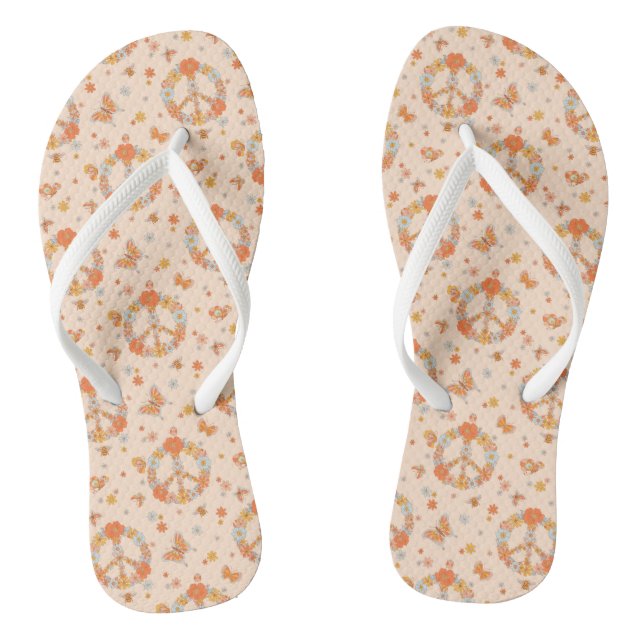 Chanclas Patrón floral de paz naranja (Plantilla)