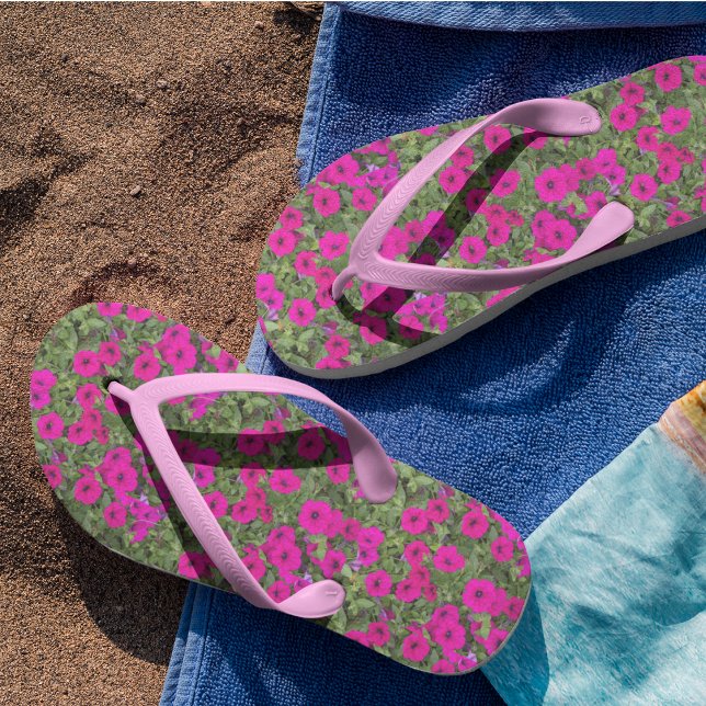Chanclas Patrón floral de Petunias rosadas (In Situ)